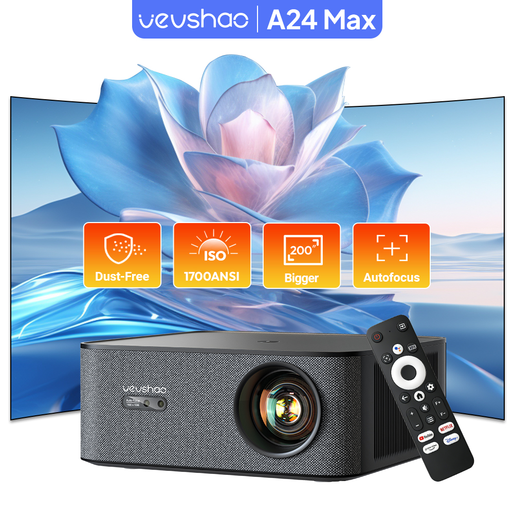 Home Cinema Gaming - VEVSHAO 1080P Projector 4K A24 Max