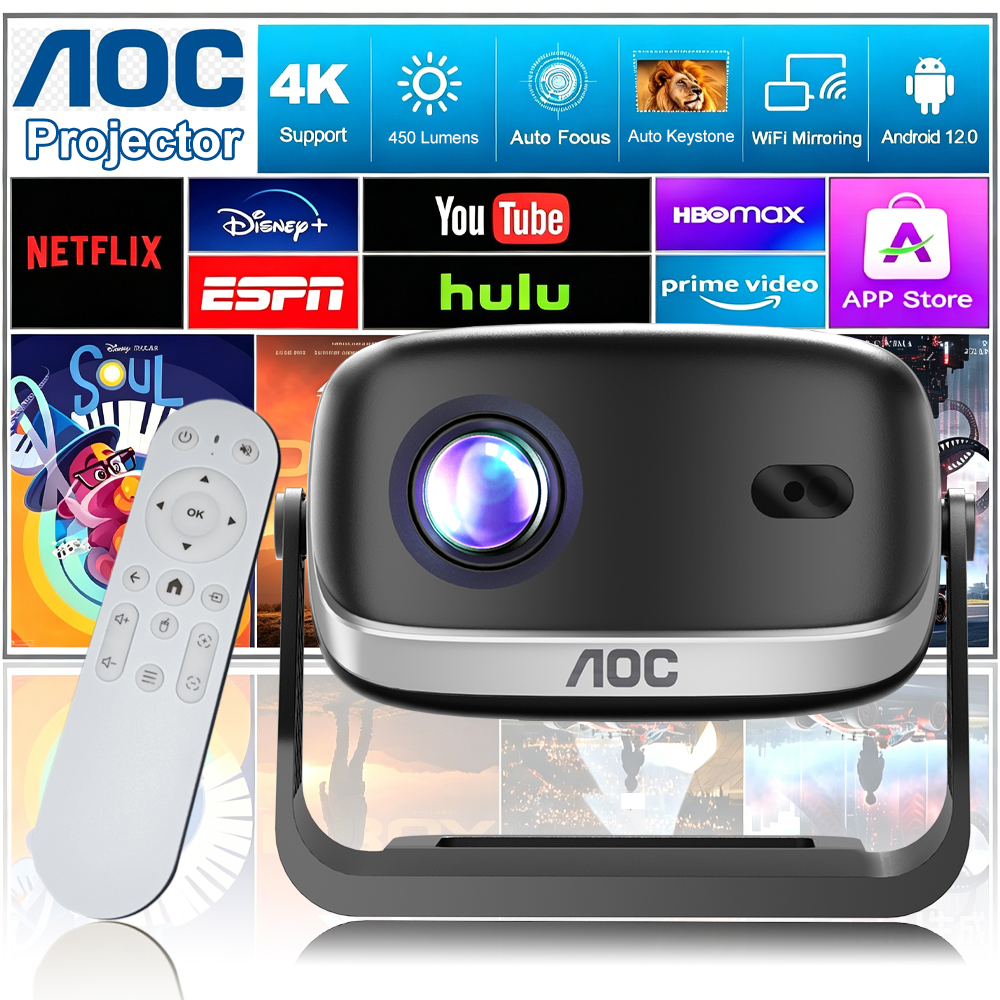 Home Cinema Gaming - AOC Portable HD Smart Projector Auto