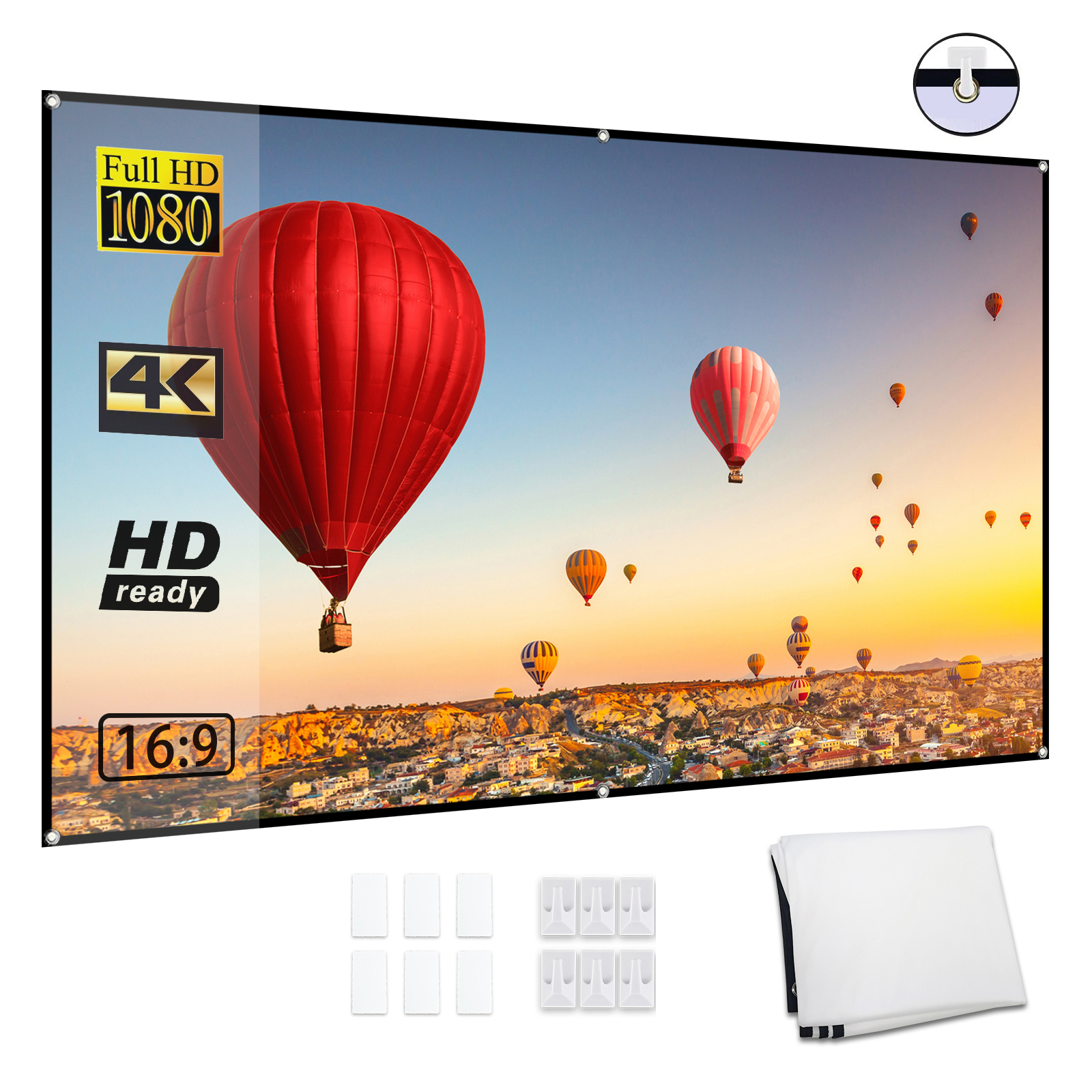 Home Cinema Outdoor - 80-inch Portable HD Projector Screen 16:9