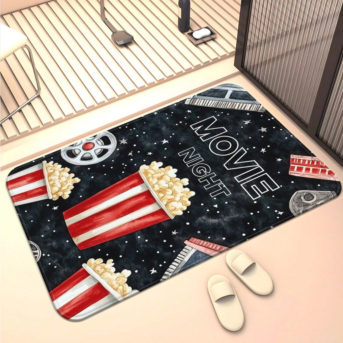 Movie Night Door Mat - Popcorn - Home Cinema Room Size 리뷰 및 가격