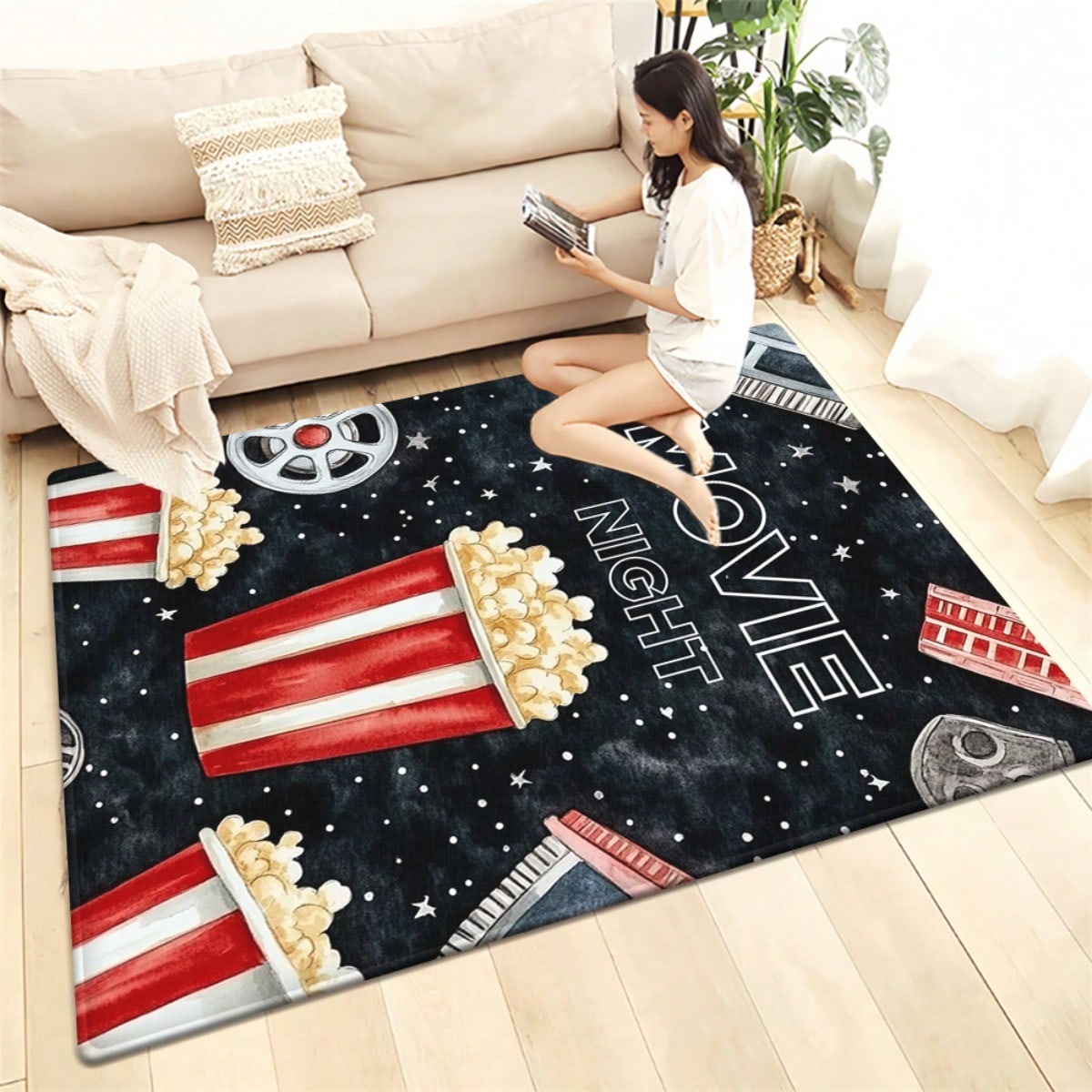 Movie Night Door Mat - Popcorn - Home Cinema Room Size 리뷰 및 가격