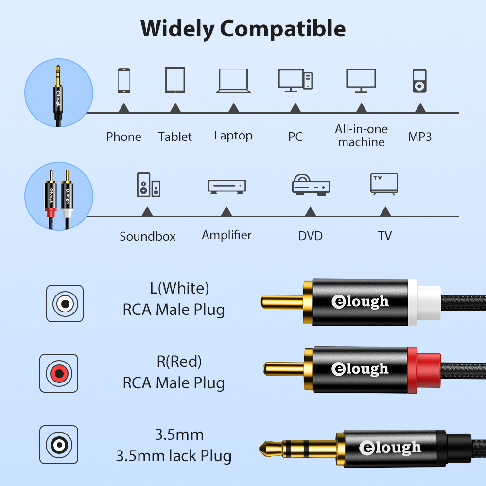 Elough RCA Cable AUX RCA Speak - Home Cinema Ampli 리뷰 및 가격