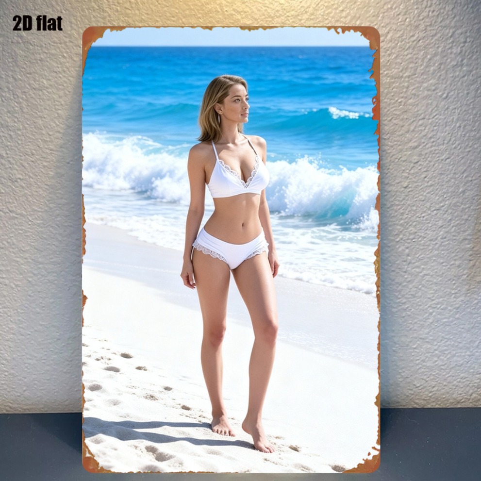White Bikini Beach Metal Sign  - Home Cinema Blanc 리뷰 및 가격
