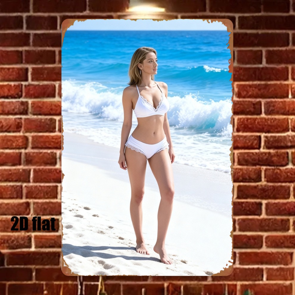 White Bikini Beach Metal Sign  - Home Cinema Blanc 리뷰 및 가격