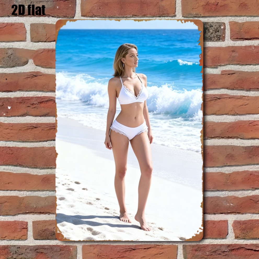 White Bikini Beach Metal Sign  - Home Cinema Blanc 리뷰 및 가격