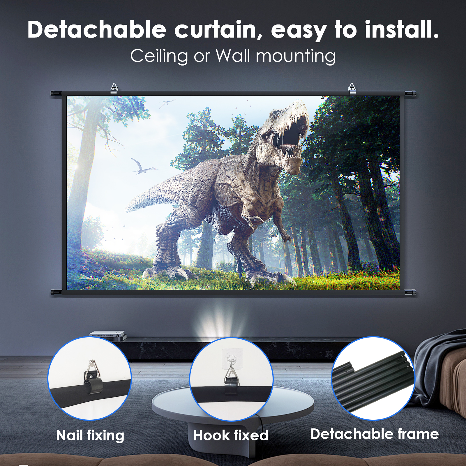 LEJIADA Wall Mounted Projector - Home Cinema Blanc 리뷰 및 가격